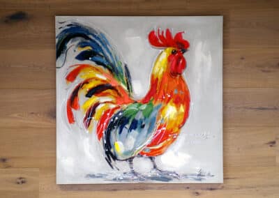 Acrylbild Will Hsiao "Hahn im Korb"