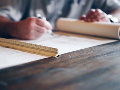 Betragsbild Tischerei Sams hier Zeichner am Tisch